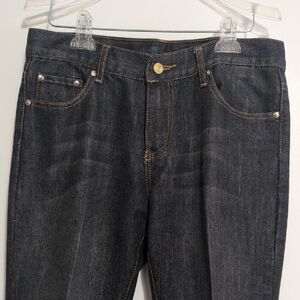 7 For All Mankind Dark Gray Denim Jeans with Gold Stitching